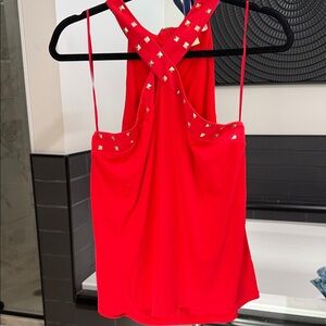 MICHAEL Michael Kors Vibrant Red Tank with Gold Studs